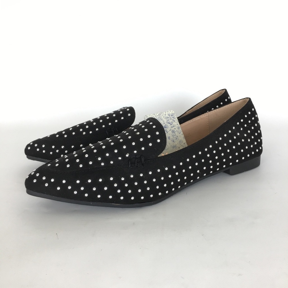Mudd Black Silver Studded Pointy Toe Flats Women’s Size 8 NEW Dress Shoes Witchy - Picture 2 of 10
